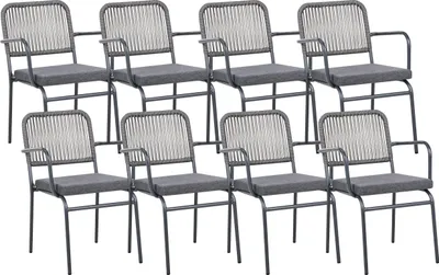Produktbild von BELIANI Gartenstühle 8er Set Grau Aluminium Stoff Pulverbeschichtet Geflochten Sitzkissen Stapelbar Wetterfest Modern Outdoor Gartenmöbel