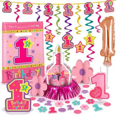 Produktbild von Partyset 1. Geburtstag Mädchen rosa Partyartikel Deko