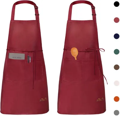 Obrázek produktu pro Sada 2 kusů kuchyňských zástěr, nastavitelné zástěry s kapsami pro domácnost, restauraci, zahradu, grilování, školu, kavárnu; zástěry pro kuchaře, pekaře, číšníky a servírky