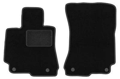 Produktbild von Velours-Fußmatten Vorne passend für Mercedes W221 (S-Klasse Limousine Kurz, Bj. 2005-2013) – schwarz, passgenau, mit Befestigungen set 2 Stk. - STANDARD