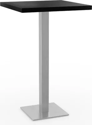 Produktbild von Gastro Stehtisch 70x70 cm | Dunkle Holzoptik | Edelstahlgestell