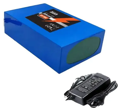 Image de Batterie lithium-ion, capacité de 100 Ah, système de gestion de batterie (BMS) intégré, chargeur DC XT60