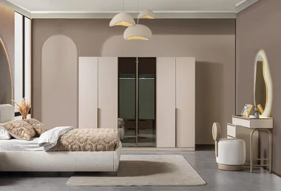 Image de Armoire, coiffeuse, chambre à coucher, style moderne, couleur blanche, confortable