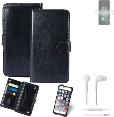 Produktbild von K-S-Trade 360° Hülle kompatibel mit OnePlus Ace Pro inkl. Headphones schwarz Kunstleder Case BookCase WalletCase Kunstlederederhülle Handyhülle,