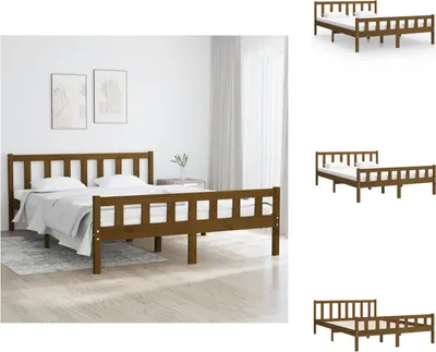 Imagen del producto de vidaXL Cama de madera maciza color miel, 120x200 cm - Camas y estructuras de cama