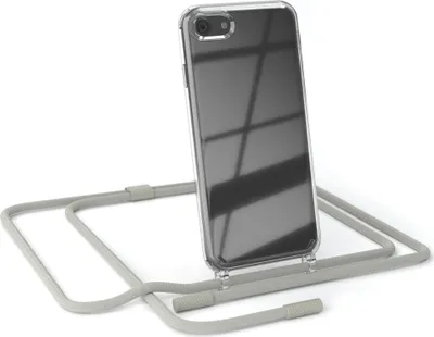 Produktbild von EAZY CASE Handykette für Apple iPhone SE 2020/2022, iPhone 7 / 8, Clear Case aus Silikon, mit Umhängeband, abnehmbare Endstücke, Handyband in Beige
