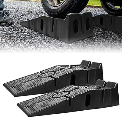 Obrázok produktu pre TRMLBE Rampy 2 kusy Plastová nakladacia rampa Sada automobilovej rampy 90 * 33 * 22,5 cm Príjazdová platforma do 2,5 tony Zvyšovanie nákladu Obrubníková rampa čierna pre osobné a dodávkové vozidlá