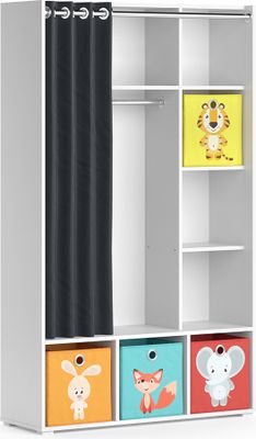 Vicco Kinderkleiderschrank Luigi, 105.8 x 178.1 cm Mit Faltboxen (bunt), Weiß