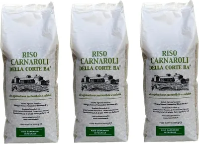 Produktbild von Italienischer Vollkorn-Carnaroli-Reis, von Natur aus glutenfrei, reich an Ballaststoffen, Schutzatmosphärenverpackung, 3 x 1 kg Packung, 3x1kg