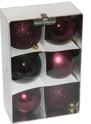 Produktbild von 6tlg. Weihnachtskugeln Set Violett Champagner 7,5cm Baumschmuck Christbaum Tanne Deko, Farbe:Violett