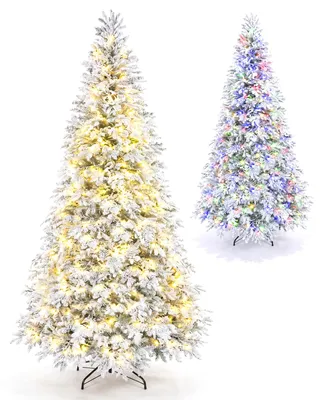 Productafbeelding van COSTWAY Kunstkerstboom, 210 cm, dennenboom met sneeuwdecoratie, kunstboom met 270 LED-lampjes (inclusief 9 lichtmodi), 513 takpunten, geheugenfunctie en voet