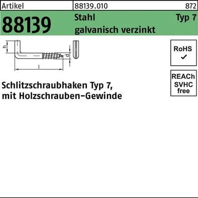 Produktbild von Reyher  Schlitzschraubhaken Art. 7 4,4x50 vz (100 Stück)