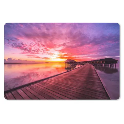 Produktbild von MuchoWow® Mauspad Mousepad Steg - Wasser - Sonne - Rosa - Horizont 27x18 cm - Mousepads - Maus Mat - Pad - Mausunterlage - Büroartikel - Desk Matten