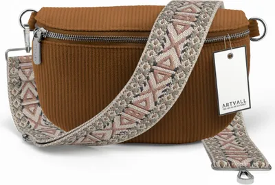 Produktbild von ARTVALL - Umhängetasche aus Cord, Klein mit verstellbarem Schultergurt, abnehmbares Taschenband, Crossbody Bag in Braun