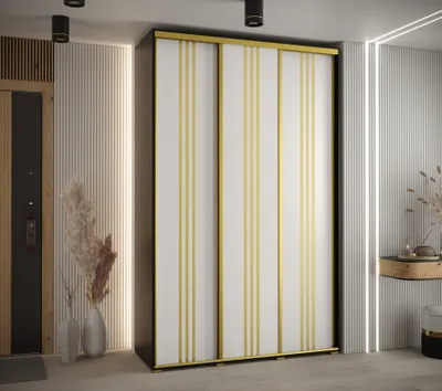 Obrázok produktu pre Šatníková skriňa ASIRI 6 - 150/45 cm, čierna / biela / zlatá