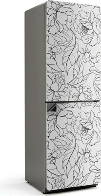Produktbild von Blumenlinienmuster – Magnetische Kühlschrank Abdeckung – Dekorfolie magnetisch Küche – Kühlschrank Magnet Deko – selbstklebende Magnettafel – Magnetfolie für Kühlschranktür – 60x180 cm