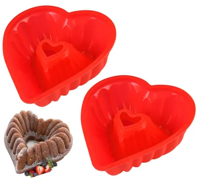 2 Herz-Silikonbackformen, 20 cm, rot, antihaftbeschichtet