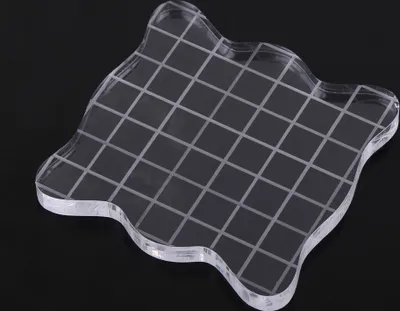 Obrázek produktu pro Akrylový razítkový blok, průhledný s mřížkou, pro scrapbooking a výrobu přáníček, 7,5 x 7,5 cm