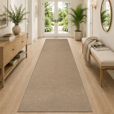 Läufer 80x300 cm, Jute-Optik, waschbar, rutschfest, für Innen & Außen