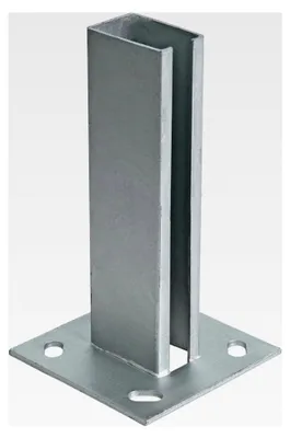 Produktbild von Aufschraubhülse für Pfostenträger 40x60 mm für Doppelstabmattenzäune mit Bodenplatte feuerverzinkt