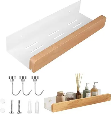 Obrázok produktu pre Sprchový panel 30 cm, biely, s háčikom a nástenným držiakom