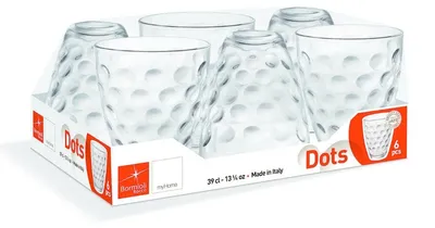 Produktbild von Bormioli Rocco 5215325 Vassoio 6 Bicchieri Acqua Dots In Vetro Trasparente Cl 25.5