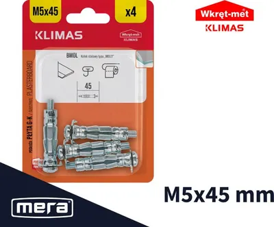 Produktbild von Schraubbare Stahl-Molly-Dübel M5 x 45, 4 Stk.