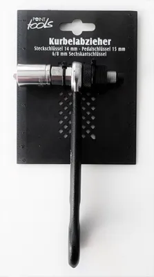 Produktbild von Point Fahrrad Kurbelabzieher Steckschlüssel 14mm, Pedalschlüssel 15mm 6/8mm Sechskantschlüssel