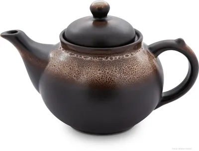 Produktbild von Bunzlauer Keramik 1,25L Teekanne – Klassische, rundliche Form mit elegant geschwungenem Ausguss, Dekor ZACIEK braun