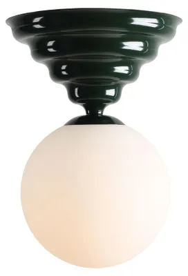 Produktbild von Deckenlampe Metall Glas E27 Ø 29 cm rund Grün Weiß Kugelschirm Modern