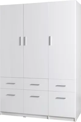 Produktbild von Breiter Kleiderschrank 136 cm FUNZA 4 – Alpinweiß / Glanzweiß