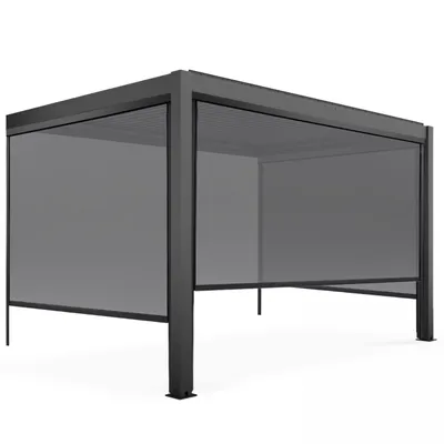 Immagine prodotto di Pergola bioclimatica ad angolo 3x4m e 3 tende - Oviala Oia