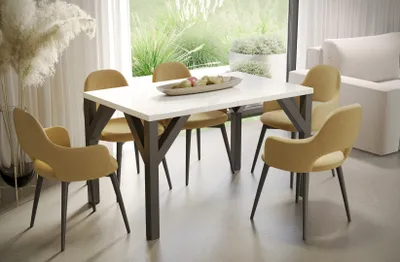 Produktbild von Endo-Moebel Esstisch Baltika 130cm - 240cm erweiterbar ausziehbar Holz Küchentisch (Weiß Hochglanz)