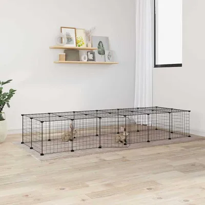Produktbild von vidaXL 28dílná klec pro domácí mazlíčky s dvířky černá 35x35 cm ocelová