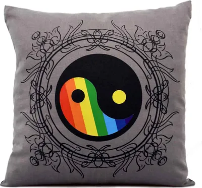 Produktbild von Zirbenkissen bunt mit Yin-Yang Motiv 30x30cm