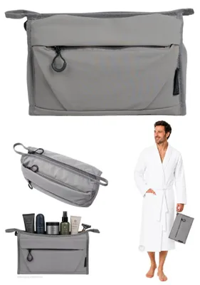 Produktbild von Kulturtasche Herren Damen Kosmetiktasche Kulturbeutel Kosmetikbeutel Etui Washbag groß Saunatasche Sport Toilet Bag Elephant Porto 3730 Grau + Beutel