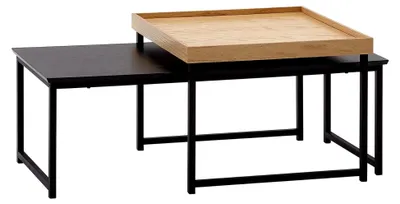 Produktbild von FineBuy Couchtisch 2er Set Holz/Metall, Eckig Modern, Beistelltisch 2-teilig, Design Wohnzimmertische, Schwarz