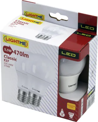 Produktbild von 2 x LightMe LED Leuchtmittel Birnenform 5,5W = 40W E27 opal 470lm warmweiß 2700K