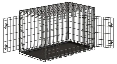 Produktbild von Faltbare Hundebox mit 2 Türen | Schwarz | 79x136x87 cm