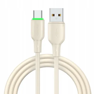Produktbild von MCDODO USB-C Schnelles Ladekabel für Samsung und Xiaomi, Typ C, 6A 100W, 1m, LED, Beige