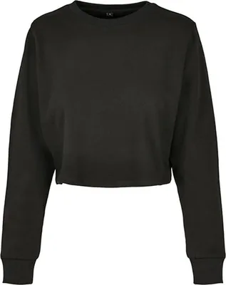 Produktbild von Build Your Brand BY131 | Daman Sweat Terry Cropped Crew, bauchfreies Shirt - Farbe: Black - Größe: 3XL