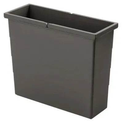 A dark gray rectangular bin, likely an inner bin for a larger trash or recycling system.