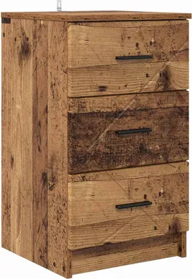 Produktbild von Nachttisch mit Schubladen Altholz 38 x 38 x 66 cm Holzwerkstoff
