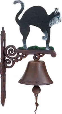 Produktbild von Wandglocke Türglocke Glocke Katze Garten Dekoration Eisen Antik-Stil 44cm