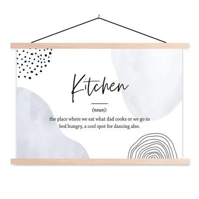 Produktbild von MuchoWow® Textilposter Sprichwörter - Küche - Papa - Zitate - Definition Küche 120x80 cm mit holzfarbenen Rahmen - Aufhängeset