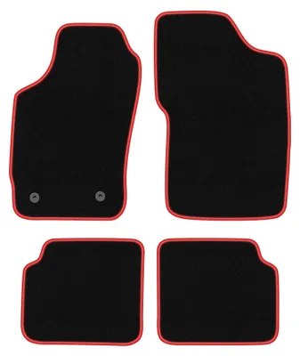 Obrázok produktu pre Velúrové autokoberce pre: Peugeot 205 1983-1998 (hatchback) – sada 4 ks, čierno-červené, na mieru – Wielganizator CARLUX