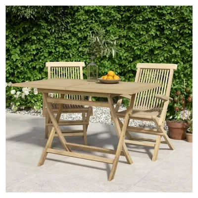 Produktbild von Gartentisch, Buffettisch, Garten Esstisch, Multifunktionstisch, Terrassentisch, Picknicktisch, Spieltisch, Flohmarkttisch, Klappbar Grau 120x70x75 cm Massivholz Teak
