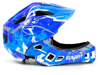 Kinder-Fahrradhelm mit Kinnschutz, 48-52 cm, Blau