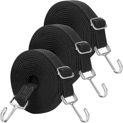 Produktbild von 3 Stück verstellbare Spanngurte mit Haken, elastische Gepäckseile für Fahrrad und Autotransport