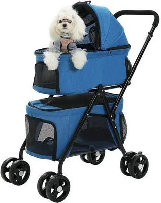 Produktbild von Purpurra Hundebuggy Haustierwagen Haustierbuggy mit Sicherheitsgurt für 1 oder 2 Hunde, (2-tlg)